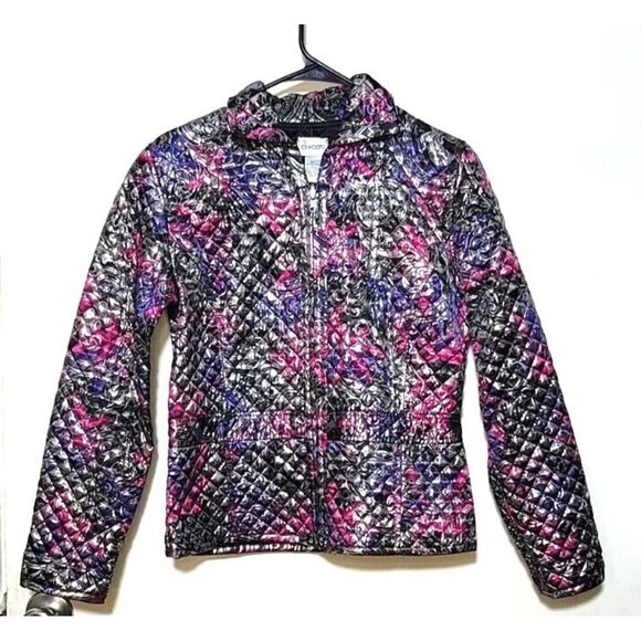 Chicos Womens sz 0 long sleeve jacket metallic multicolored zipper collar - Picture 1 of 11